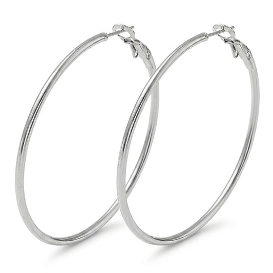 Big Hoop ezüst csőkarika fülbevaló 50 mm átmérővel — 304 nemesacél, vékony 0,6 mm pin, klasszikus fazon — Modlab