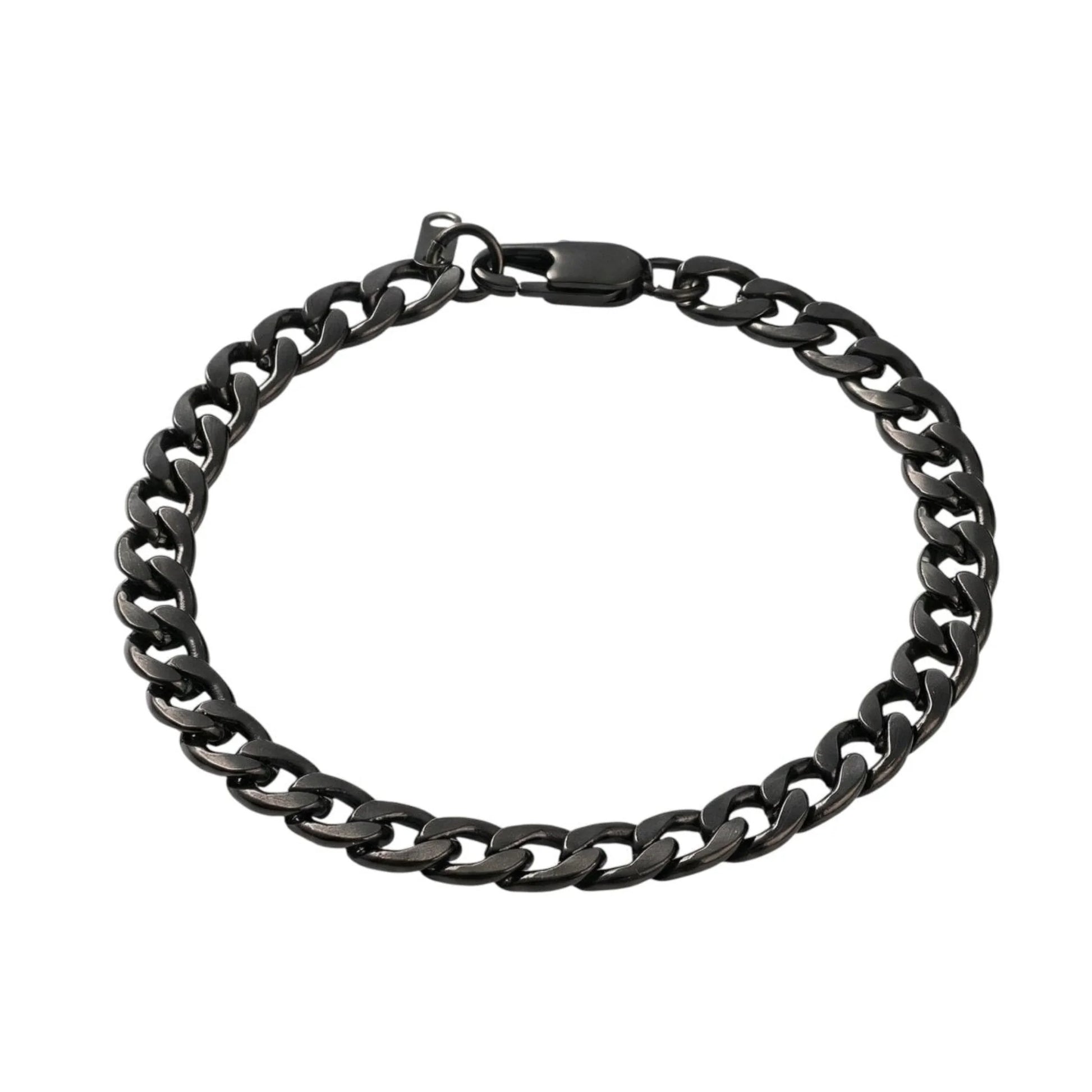 Blackout Ops matt fekete cuban link karkötő — 304 nemesacél férfi karkötő PVD fekete bevonattal, masszív páncél fazon — Modlab