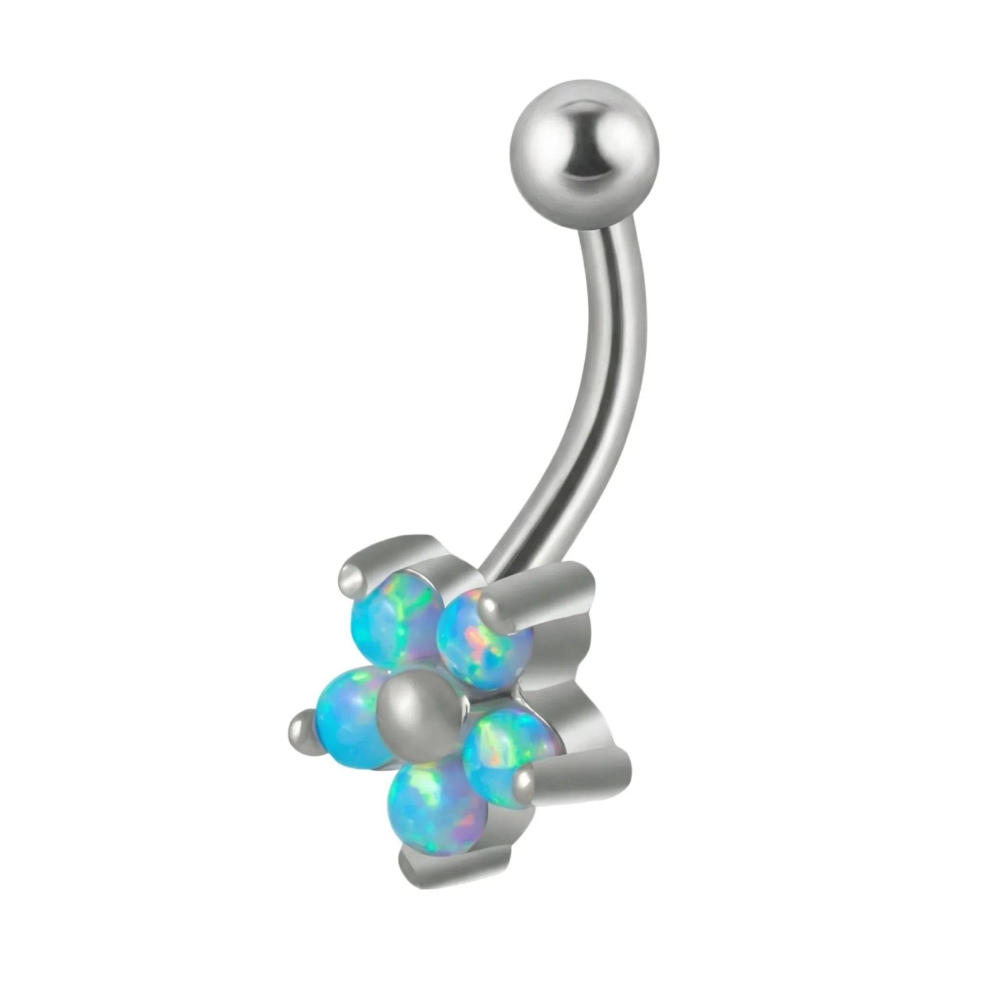 Opál köves titán rook piercing virág mintával