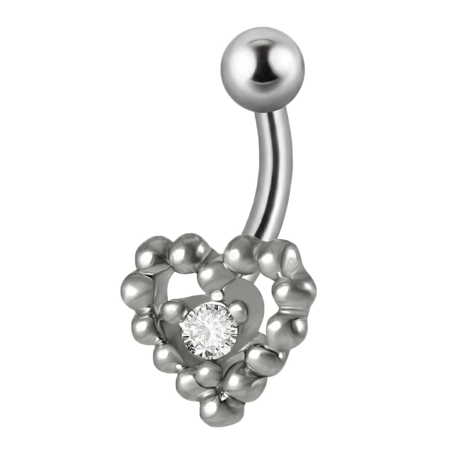 Szív alakú kristályos titán szemöldök piercing