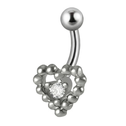 Szív alakú kristályos titán szemöldök piercing