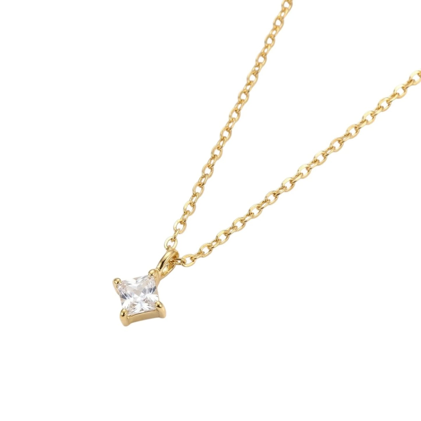 Golden Rhombus Pave Edition aranyozott acél nyaklánc rombusz medállal - Modlab