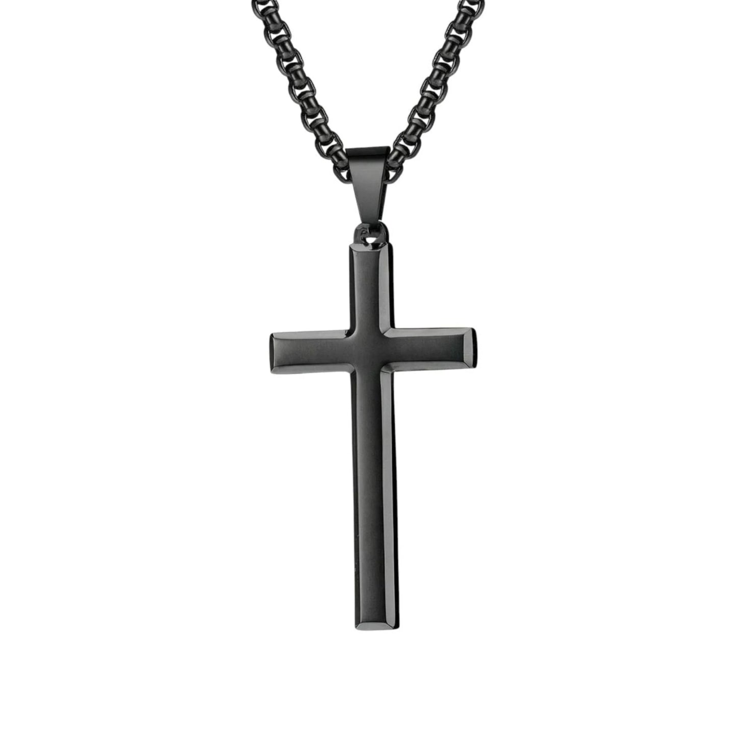 Gunmetal Black Edition fekete kereszt nyaklánc indusztriális stílusban