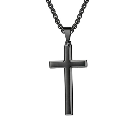 Gunmetal Black Edition fekete kereszt nyaklánc indusztriális stílusban