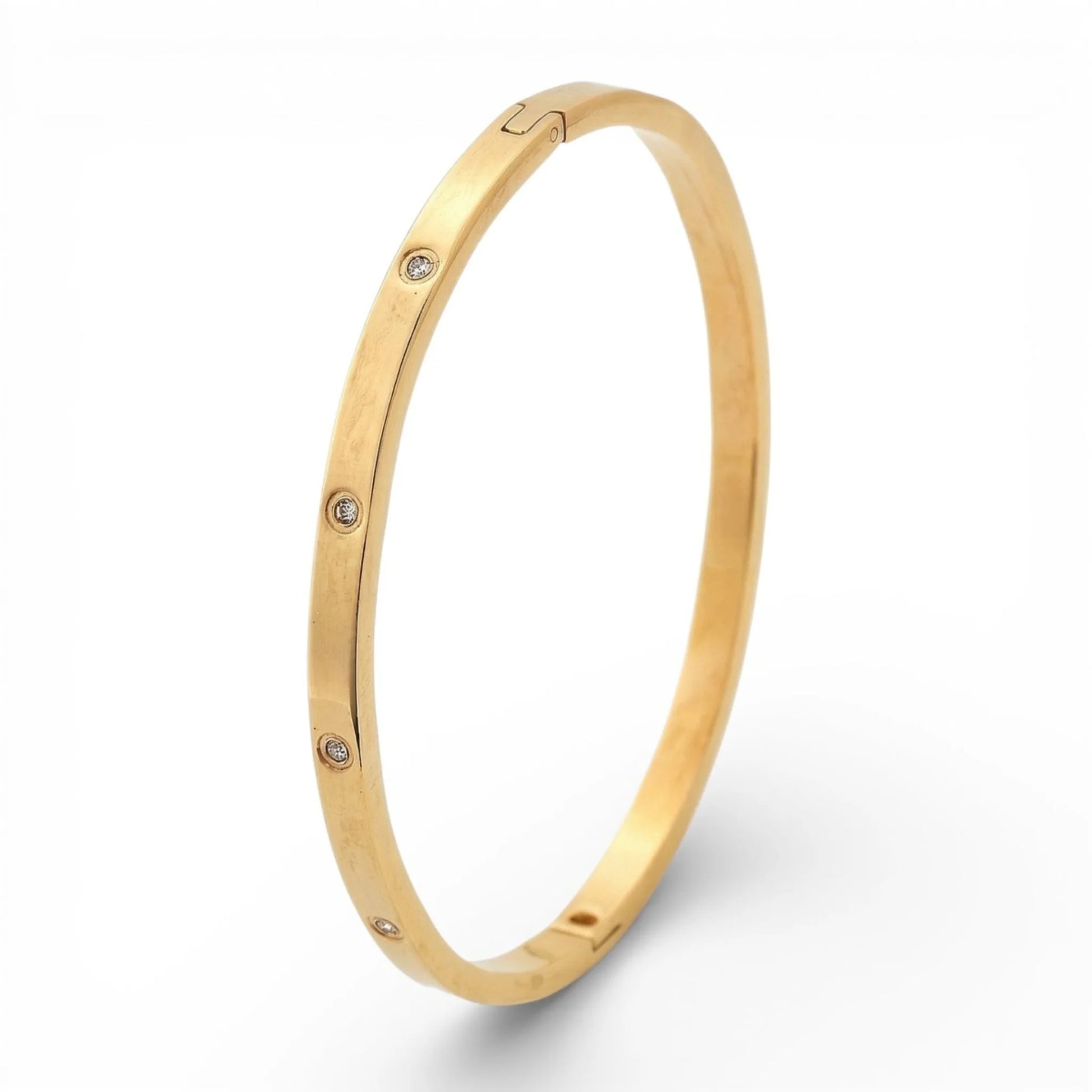 Arany verzió: 18K aranyozott ovális bangle karkötő kristály díszítéssel