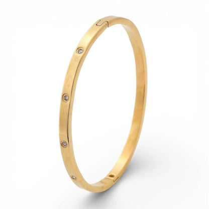 Arany verzió: 18K aranyozott ovális bangle karkötő kristály díszítéssel