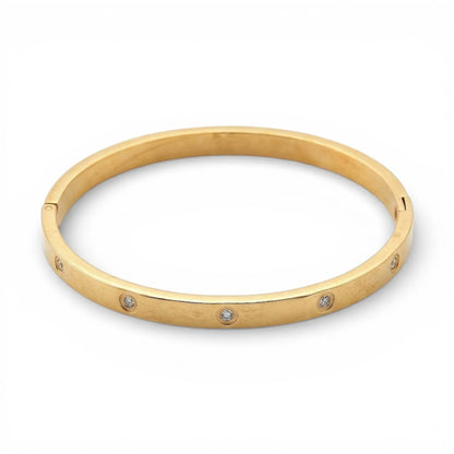 Arany verzió: 18K aranyozott ovális bangle karkötő kristály díszítéssel